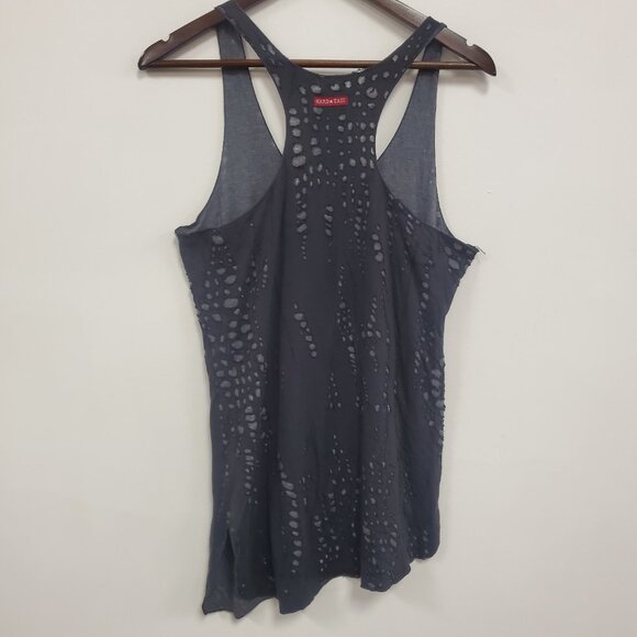 Hard Tail Womens Asymmetric Grunge Tank Top Size L Gray Alternative Steampunk - Picture 3 of 14